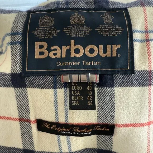 Barbour Summer Tartan Wax Jacket – Size 10 - Picture 8 of 8
